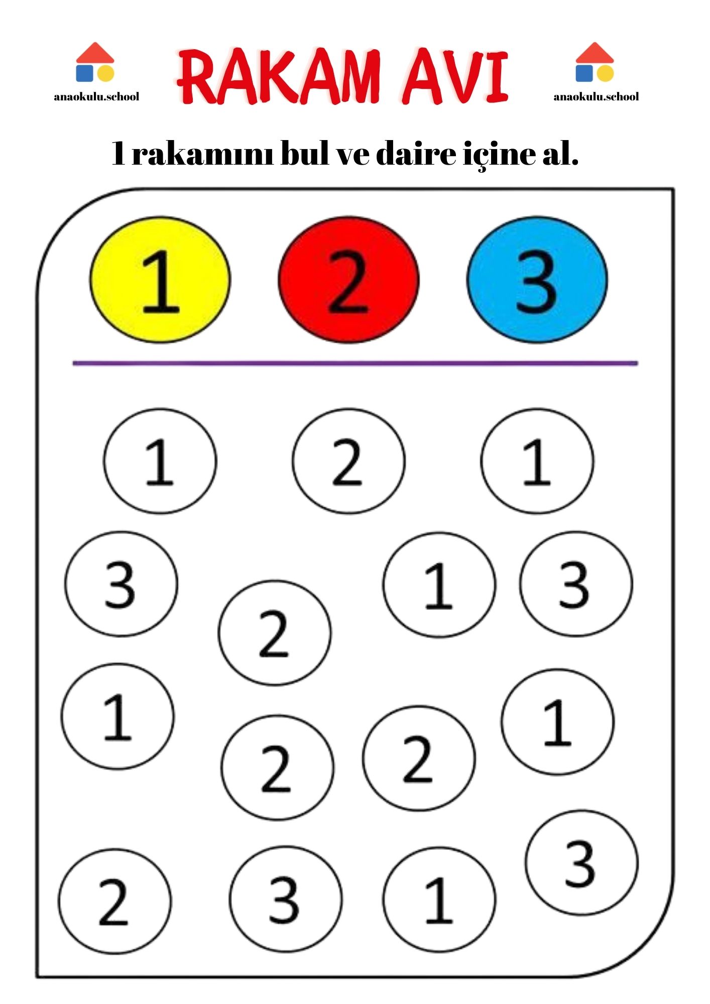 1 Rakamı Okul Öncesi Etkinlikleri - Evimdeki Anaokulu