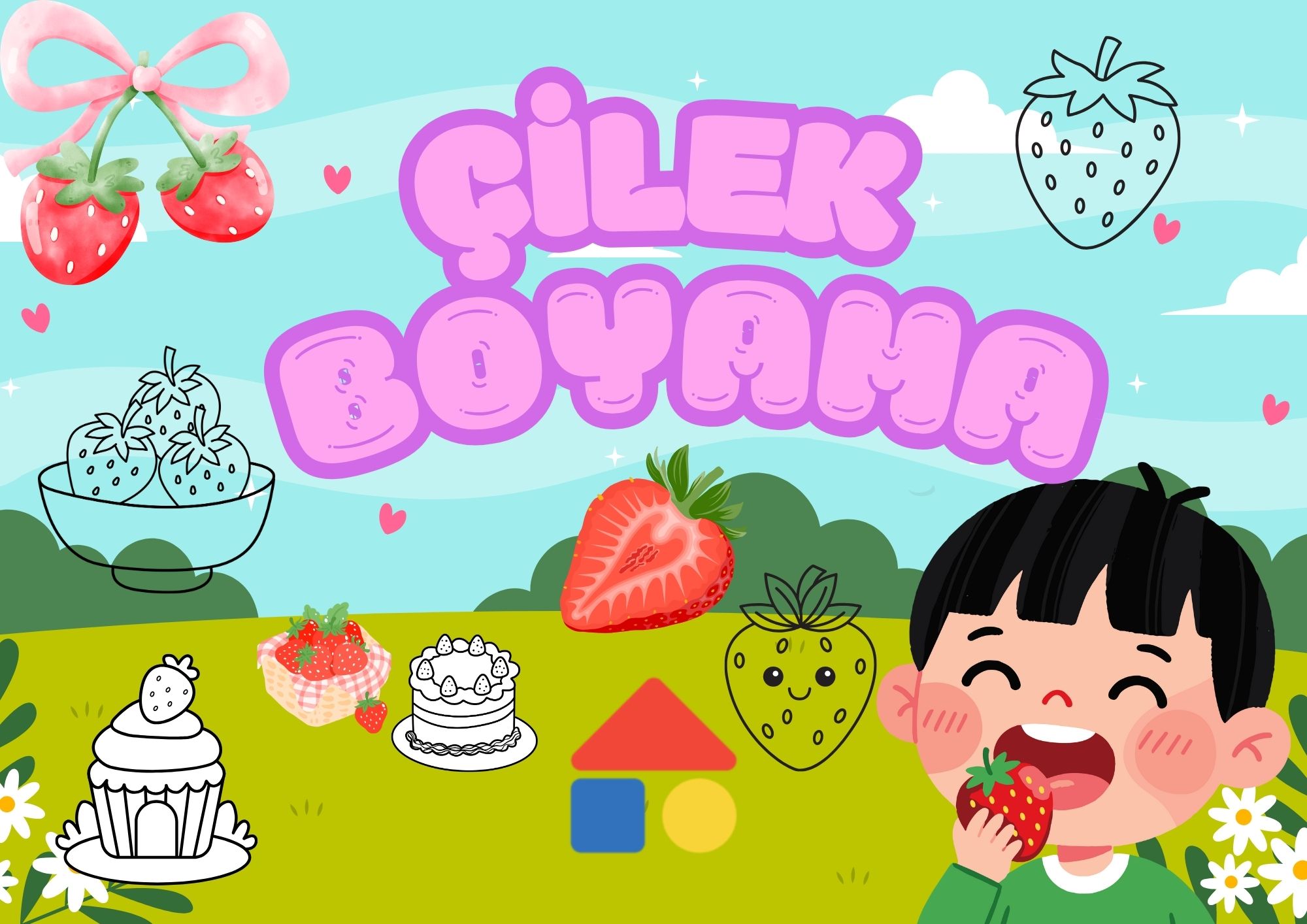 Çilek boyama sayfaları