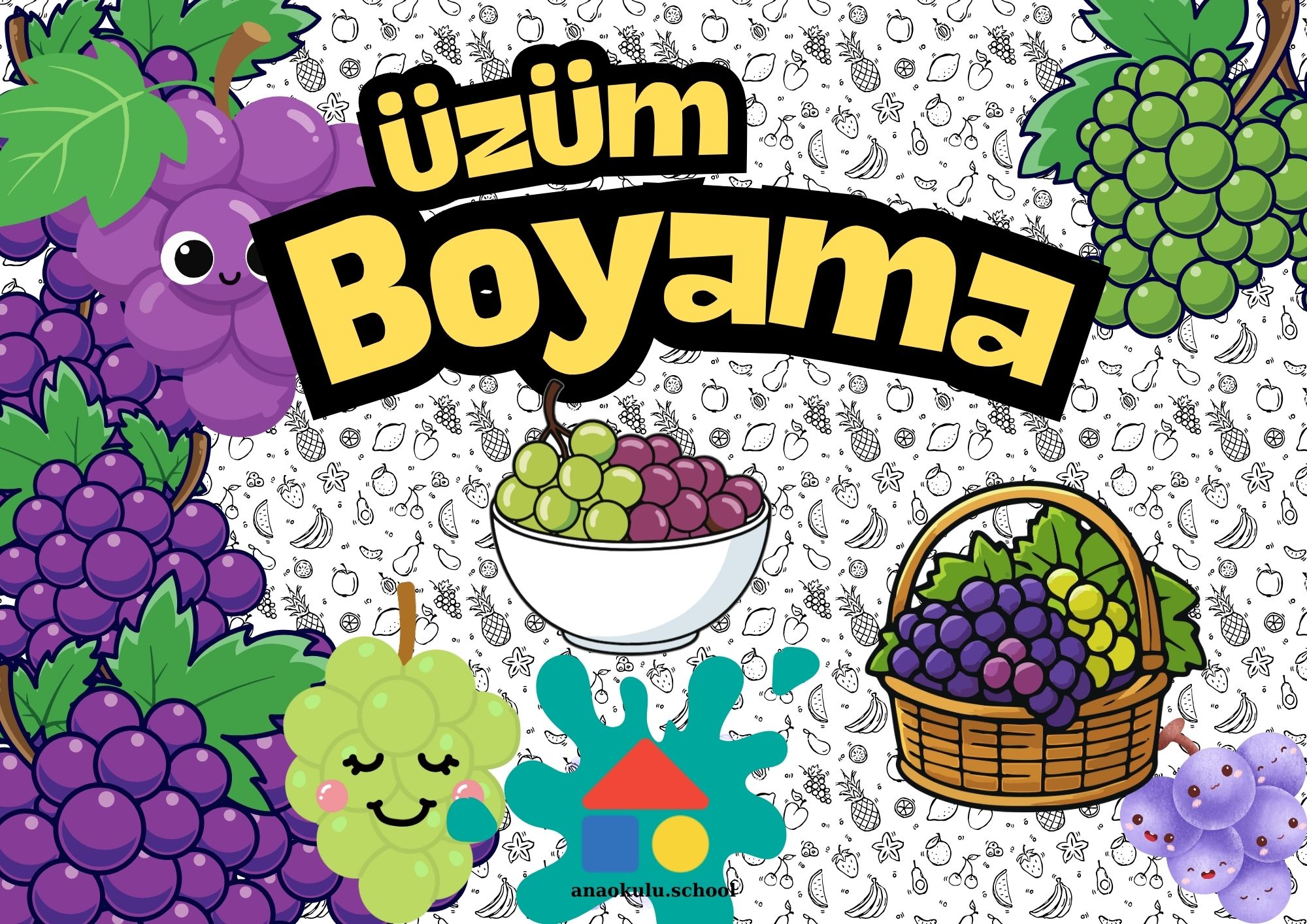 Üzüm Boyama Sayfaları – Ücretsiz ve Yazdırılabilir