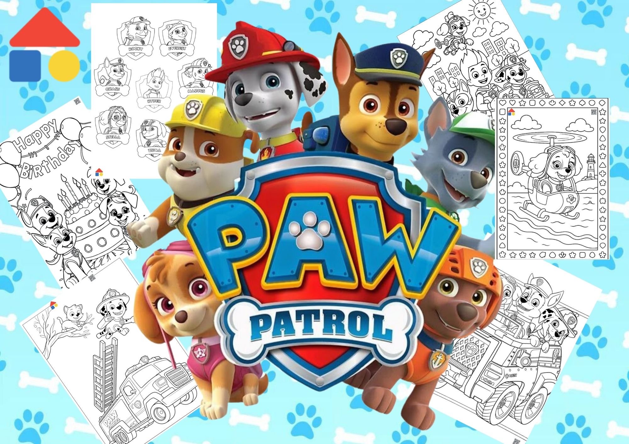 Paw Patrol Boyama Sayfaları (Ücretsiz ve Yazdırılabilir)
