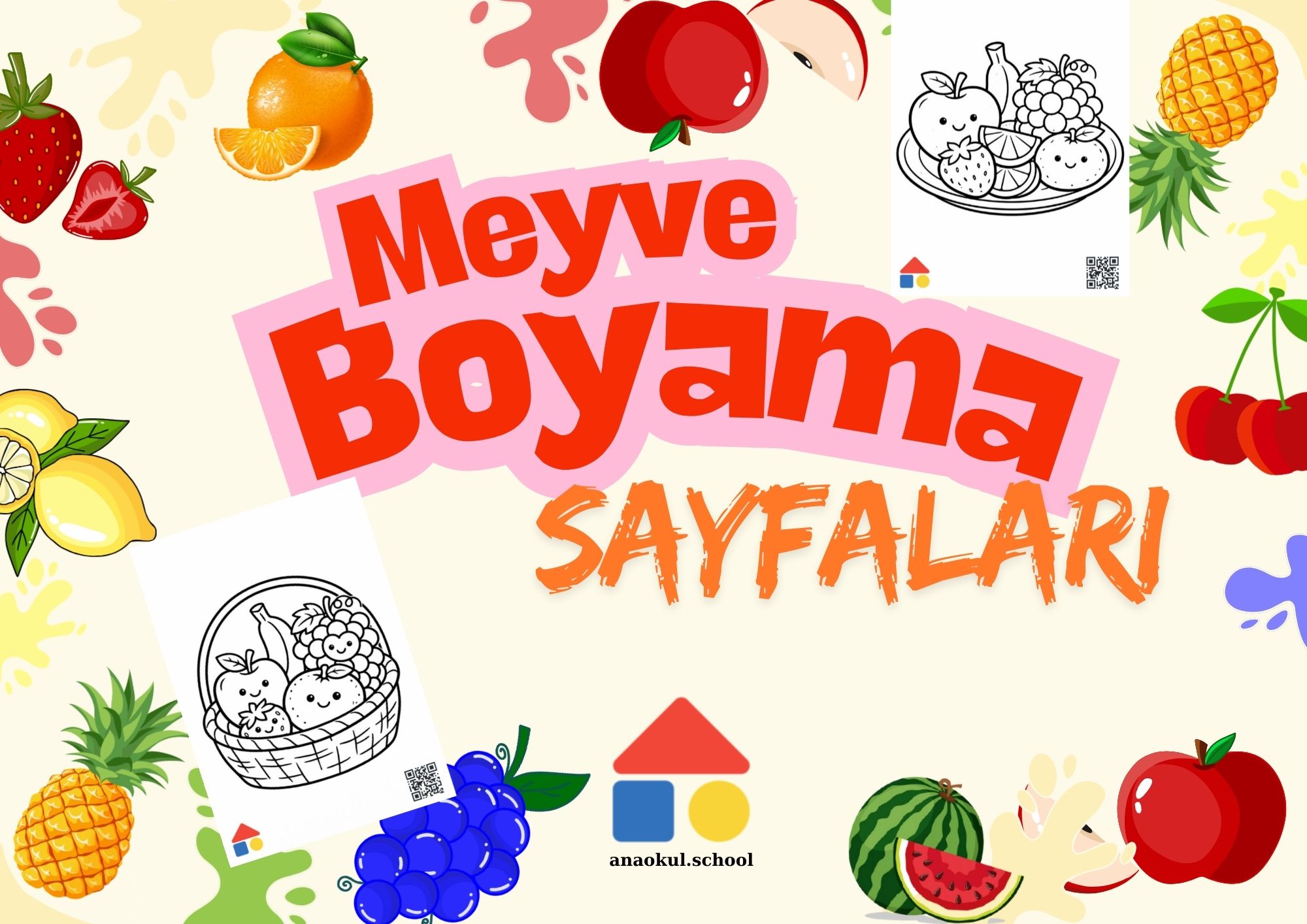 Meyve Boyama Sayfaları (Okul Öncesi İçin Ücretsiz ve Yazdırılabilir)
