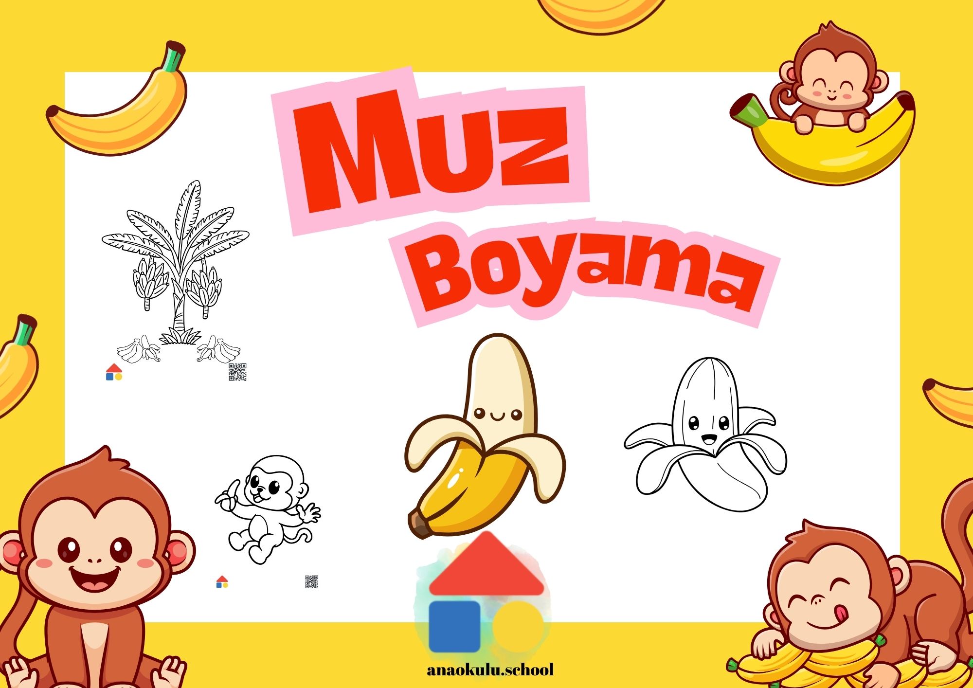 Muz Boyama Sayfaları